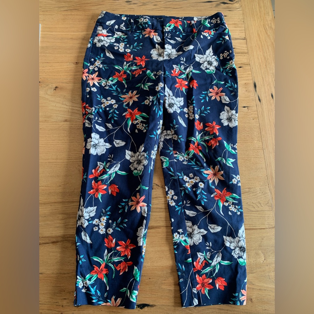 Roz & Ali‎ Floral Pant Blue Red Skinny Women’s 12 Preloved